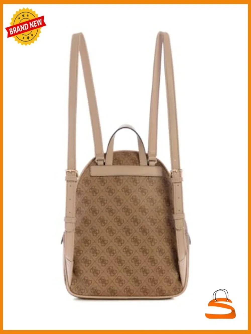 Large Backpack with Zip Pockets and Gold Hardware
